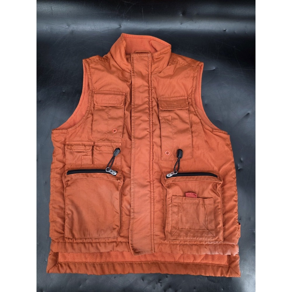 Vntg Gap Utility Vest Womens‎ Sz S  Fleece Lined Pockets Burnt Orange Campcore